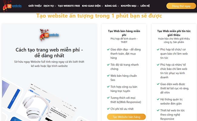 Lập trang web cá nhân miễn phí tại Web4s